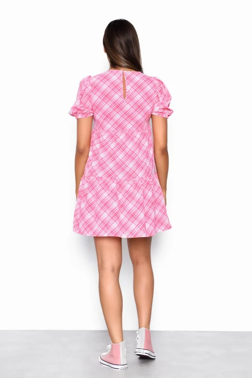 Glamorous Mini Dresses|Mini Dresses|Pink check Mini Shift Dress -
