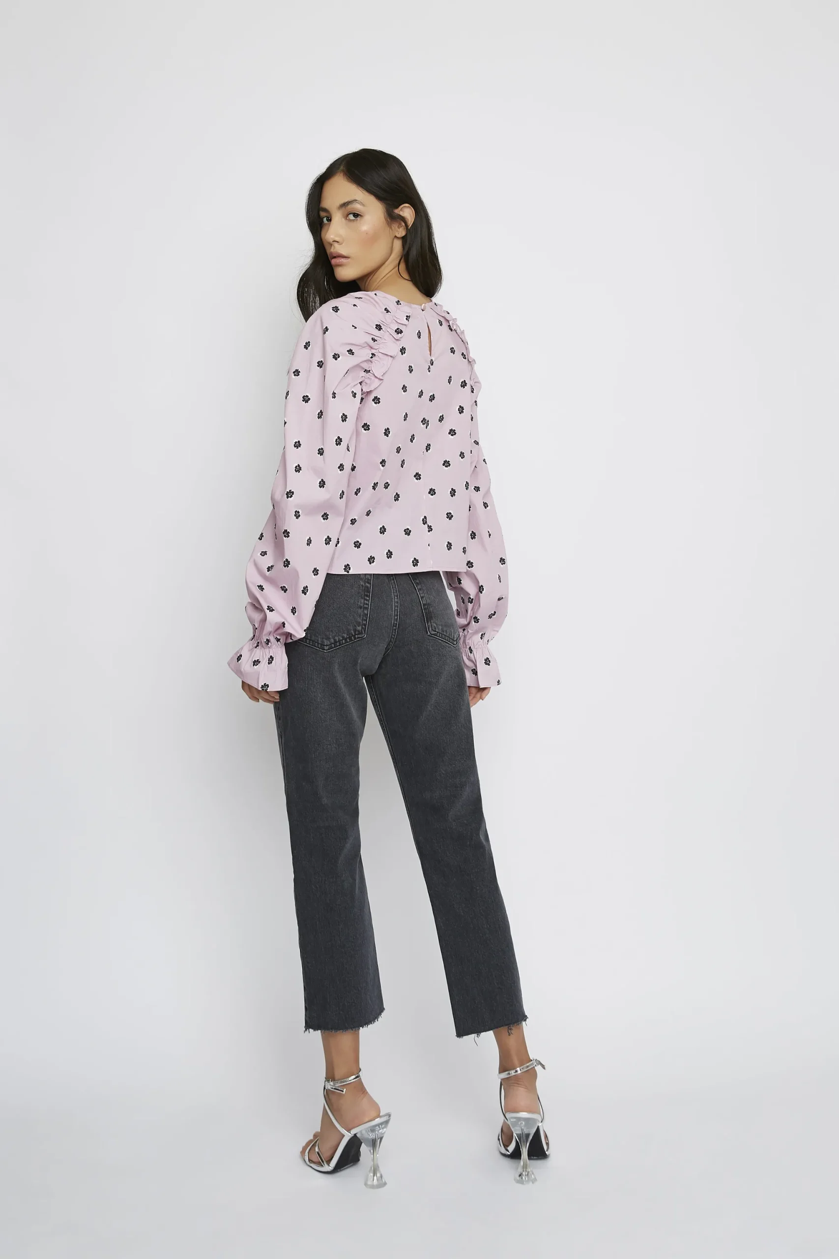 Glamorous Blouses & Shirts|Pink Ditsy Cotton Ruffle Blouse -
