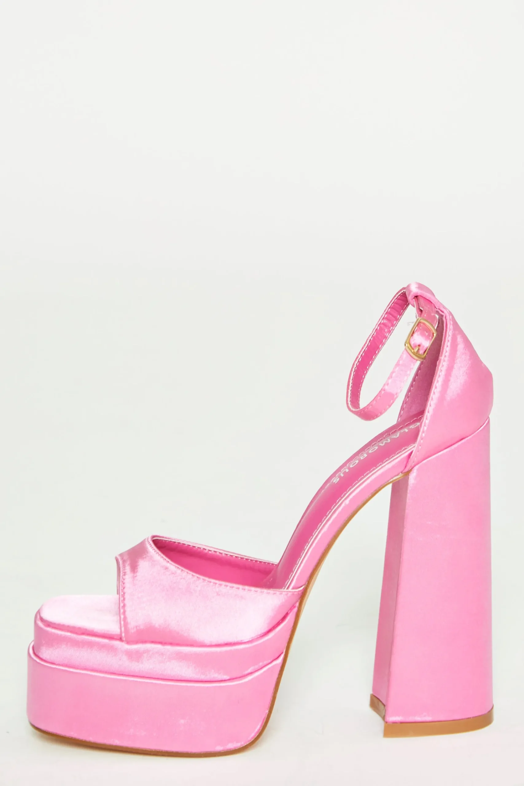 Glamorous Prom|Best Dressed Guest|Pink Satin Open Toe Platform Heels -
