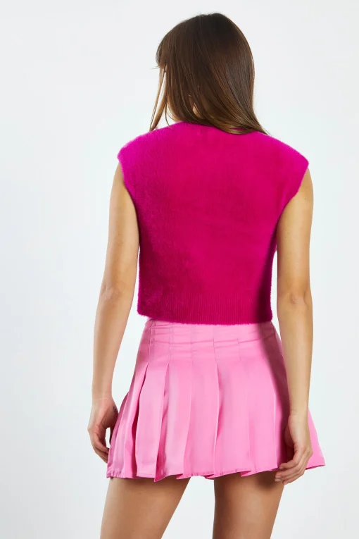 Glamorous Satin Skirts|Mini Skirts|Pink Satin Pleated Mini Skirt -