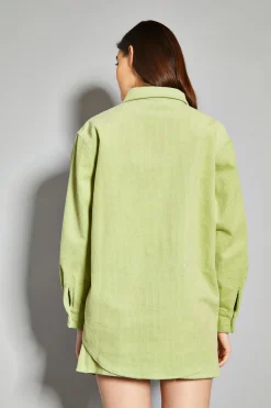 Glamorous Blouses & Shirts|Pistachio Corduroy Button Front Shirt -