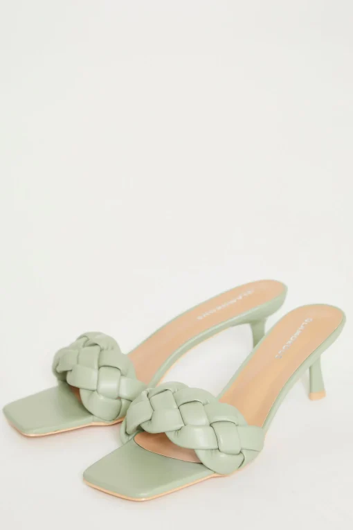 Glamorous Best Dressed Guest|Mules|Plaited Mint Mules -