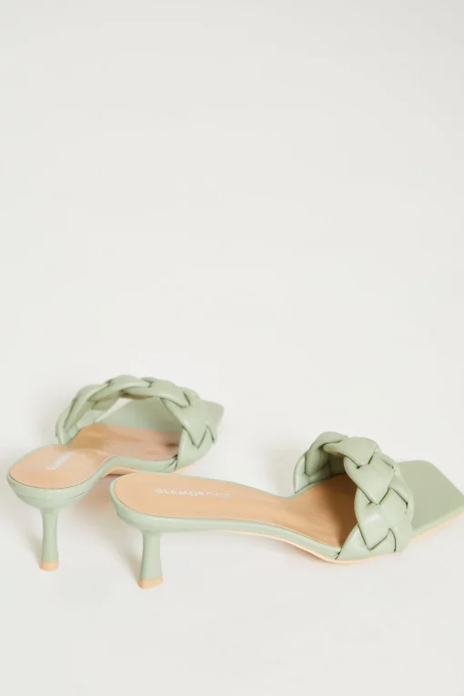 Glamorous Best Dressed Guest|Mules|Plaited Mint Mules -
