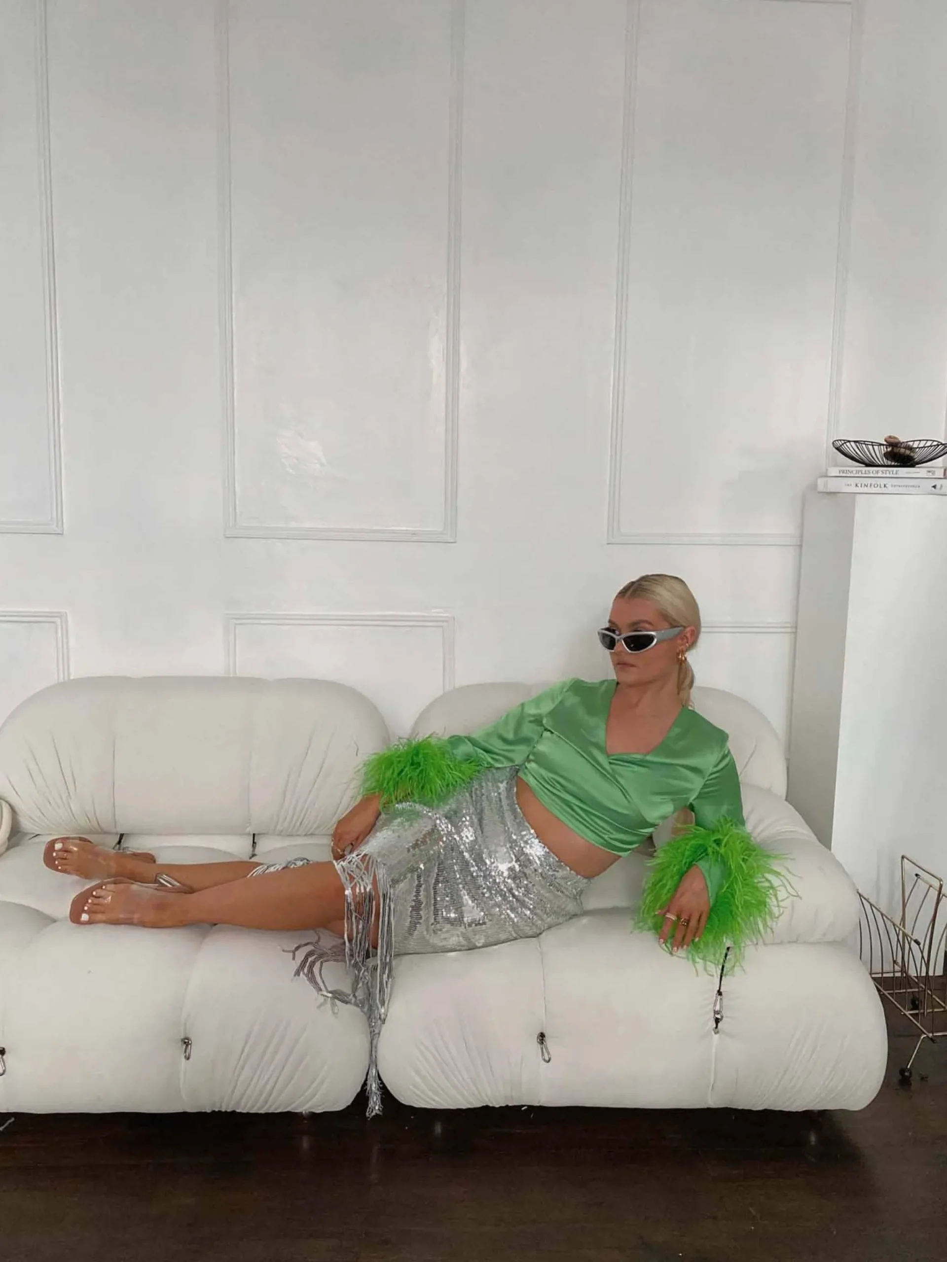 Glamorous Going Out Skirts|Go To Partywear|Silver Sequin Fringe High Waisted Midi Skirt -