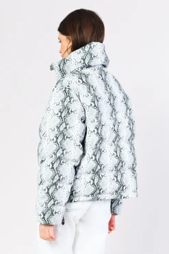 Glamorous Puffer Jackets|Coats|Snakeskin Pattern PU Puffer Coat -