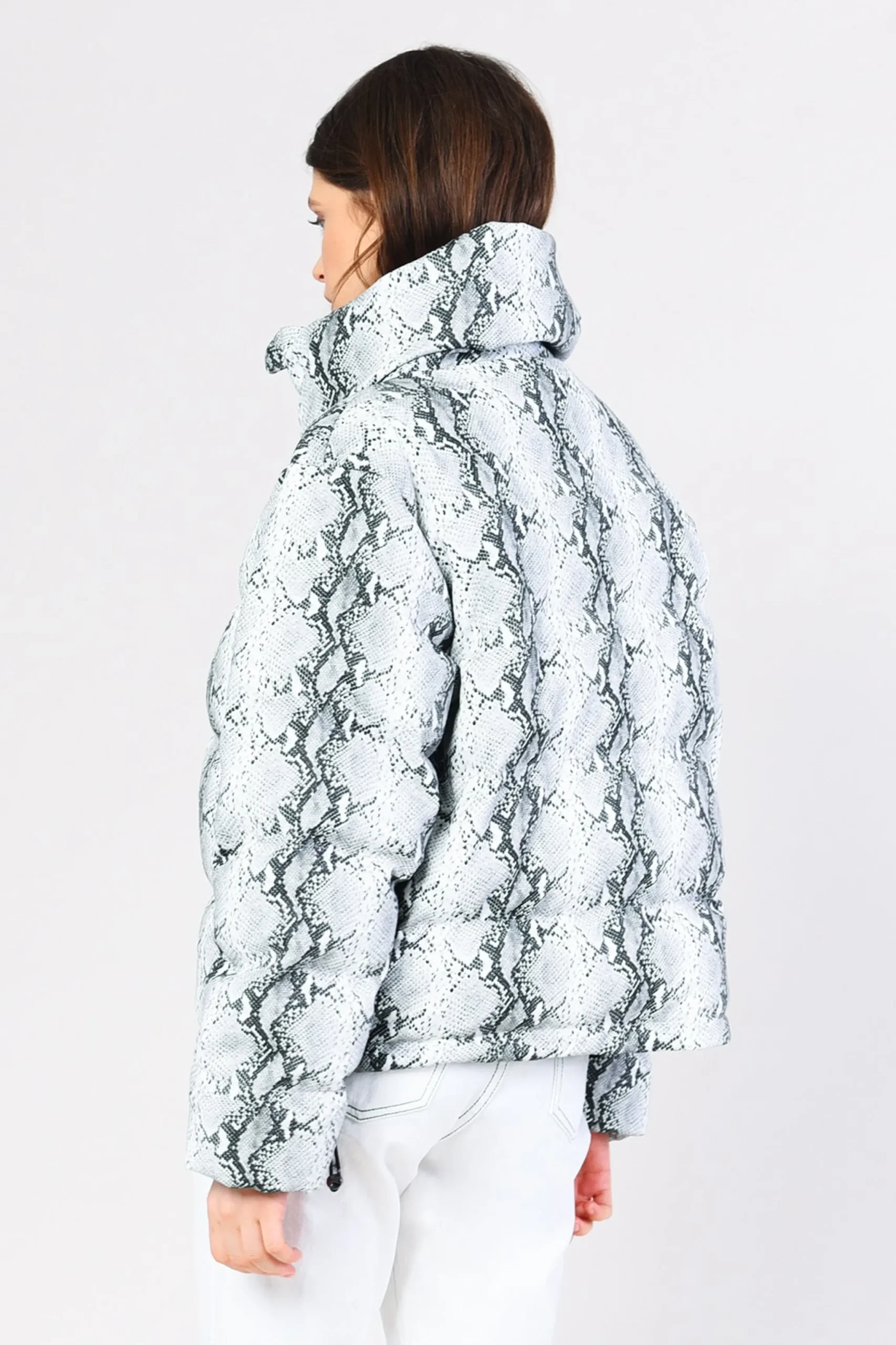 Glamorous Puffer Jackets|Coats|Snakeskin Pattern PU Puffer Coat -