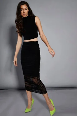 Glamorous Going Out Tops|Go To Partywear|Studio Black High Cowl Neck Crop Top -