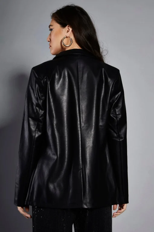 Glamorous Go To Partywear|Glamorous Studio|Studio Black PU Blazer Jacket -