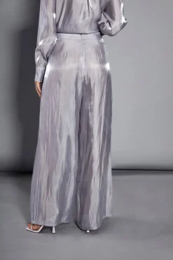 Glamorous Go To Partywear|Glamorous Studio|Studio Grey Metallic Wide Leg High Waisted Trousers -