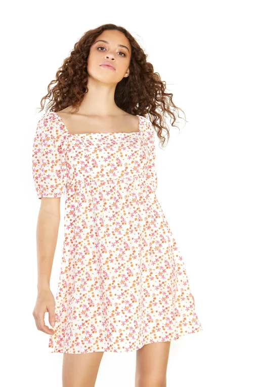 Glamorous Day Dresses|Mini Dresses|Watercolour Ditsy Square Neck Mini Dress -