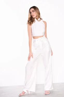Glamorous Go To Partywear|White Cross Over Open Back Top -