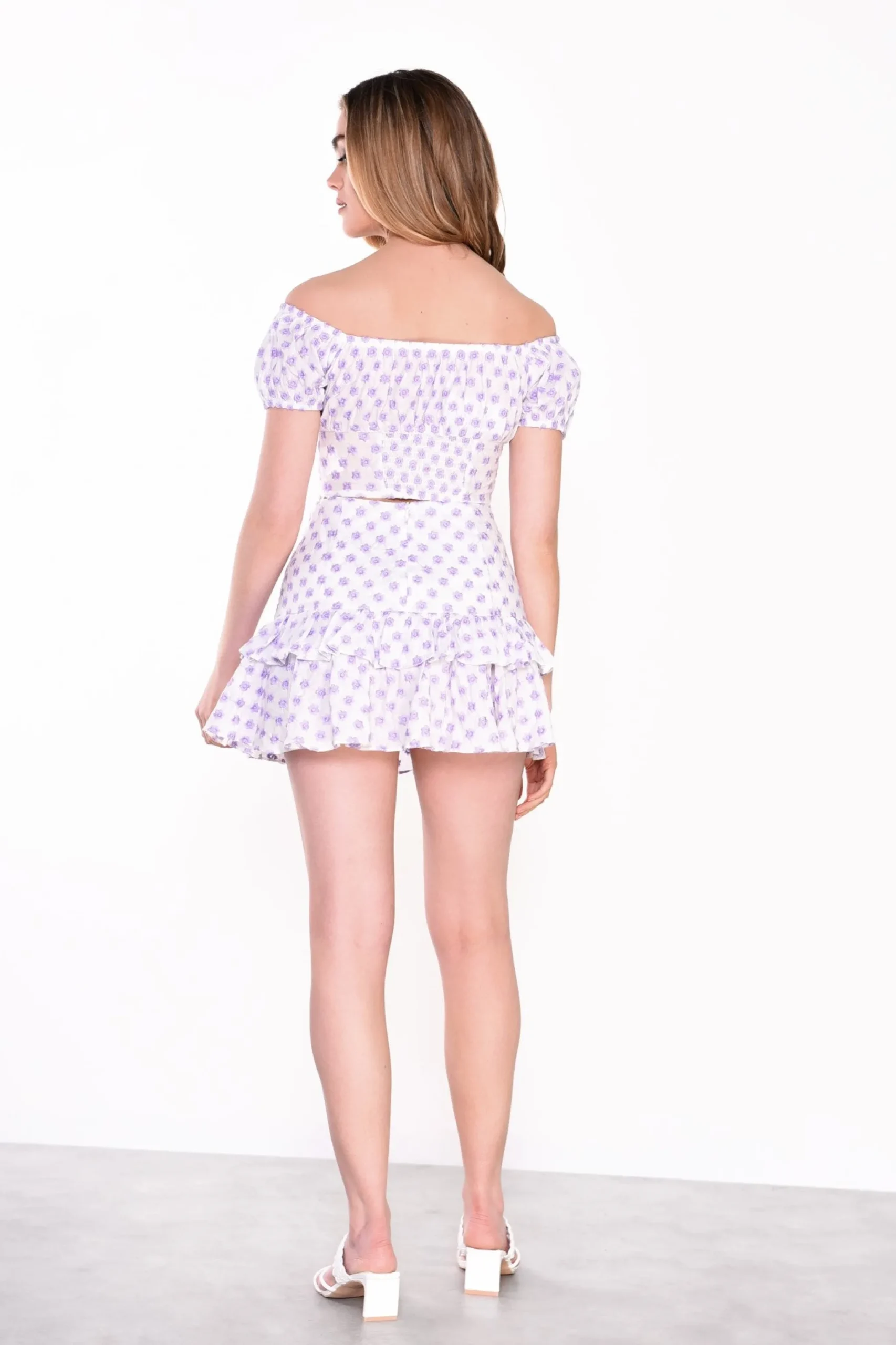 Glamorous Best Dressed Guest|Going Out Skirts|White Lilac Broderie Ruffle Mini Skirt -