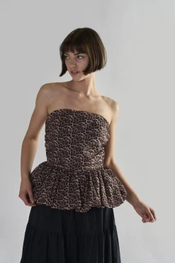 Glamorous Crops, Corsets & Bodysuits|Women's Leopard Ruffle Bandeau Crop-Top -