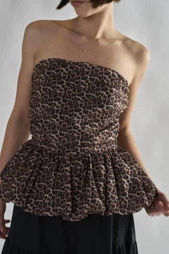 Glamorous Crops, Corsets & Bodysuits|Women's Leopard Ruffle Bandeau Crop-Top -