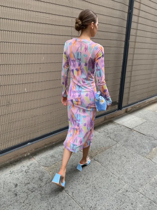 Glamorous Day Dresses|Midi & Midaxi Dresses|womens Multi Blurred Print Midi-Dress -