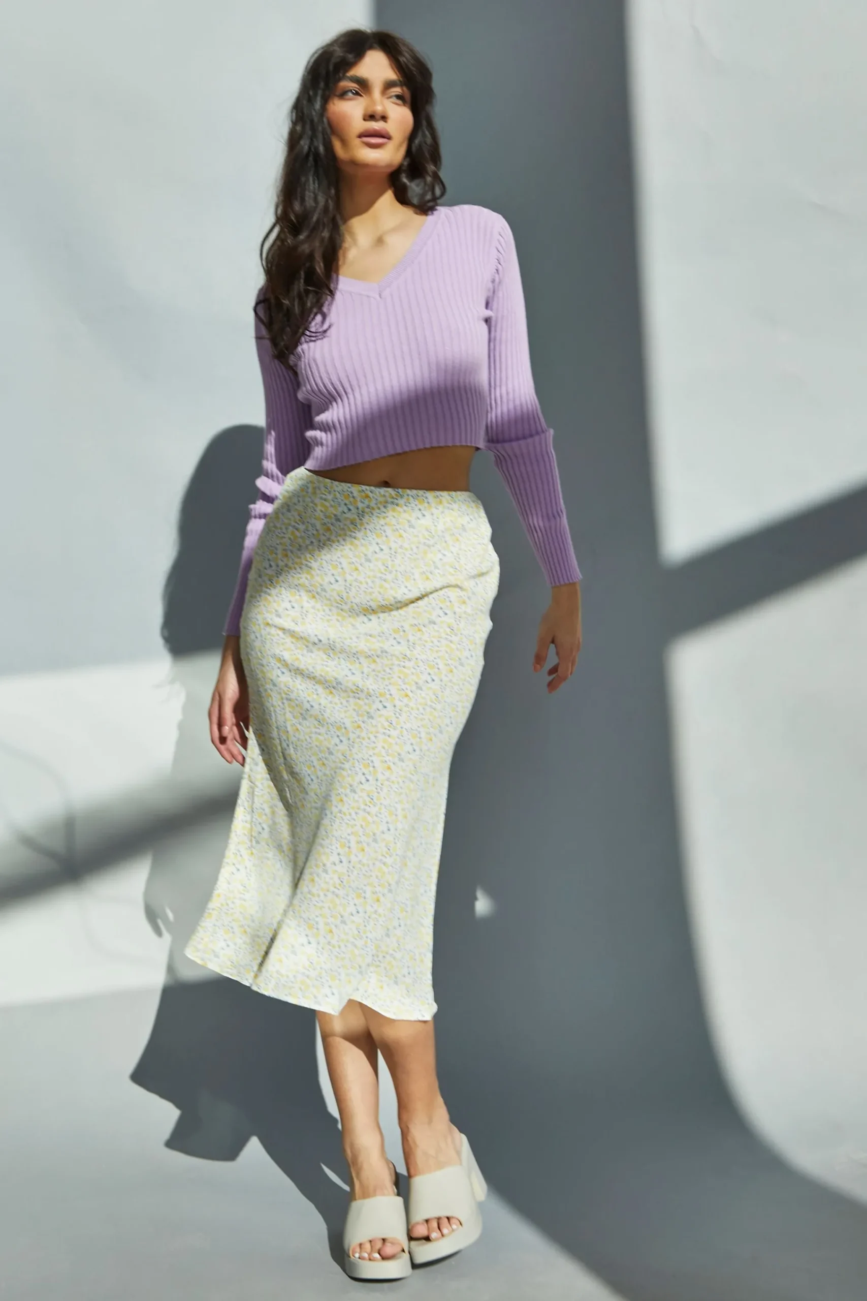 Glamorous Midi & Midaxi Skirts|Yellow Vintage Daisy Midi Skirt -