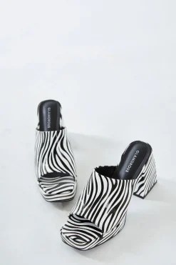 Glamorous Go To Partywear|Heels|Zebra Print Block Heel Mules -