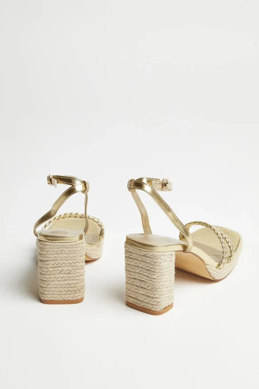Glamorous Heels|Gold Braided Espadrille-Heels -