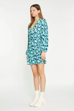 Glamorous Day Dresses|Wrap Dressses|Green Abstract-Bubble V-Neck Wrap Mini Dress -