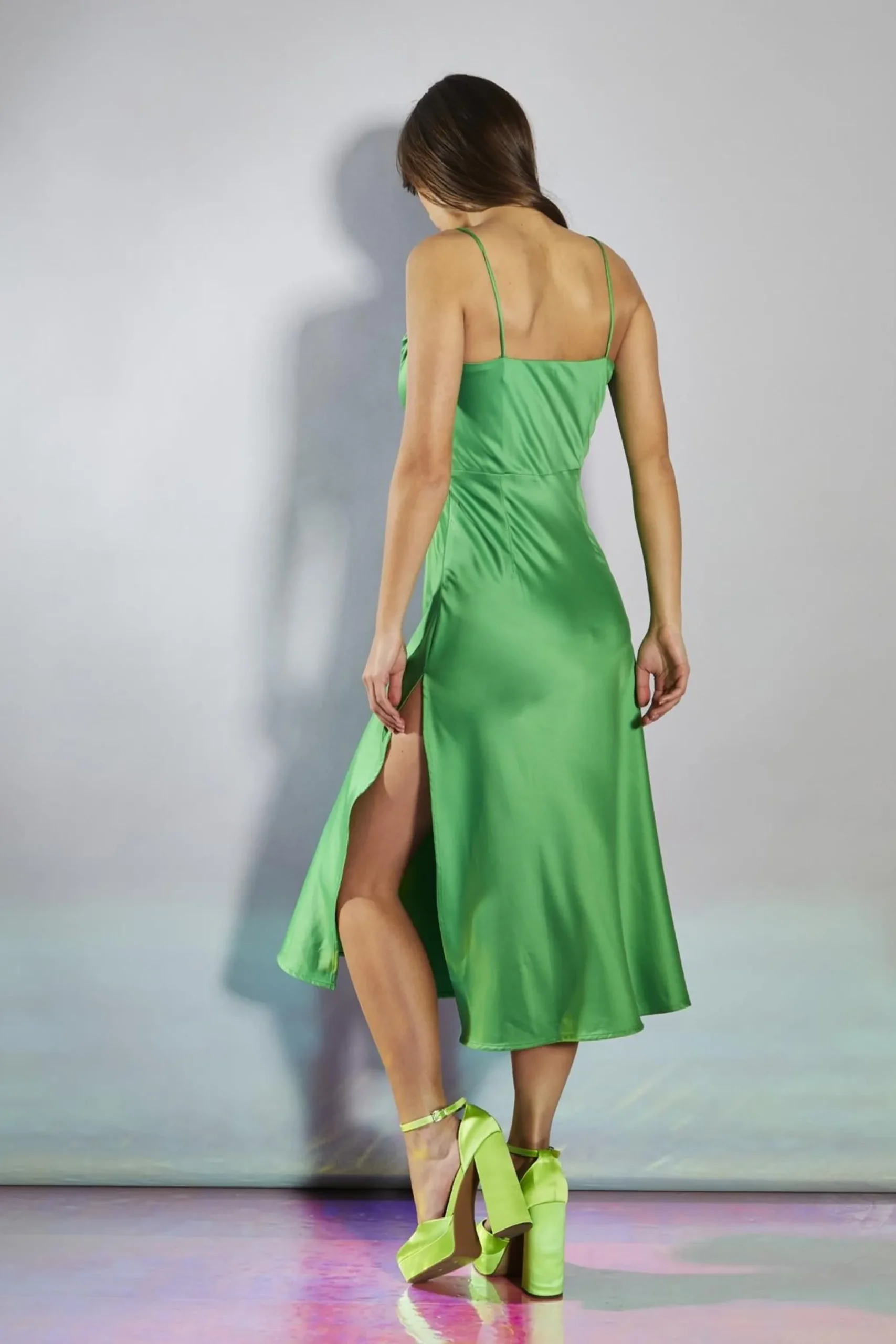 Glamorous Go To Partywear|Party Dresses|Green Corseted Bias-Cut Midi-Dress -