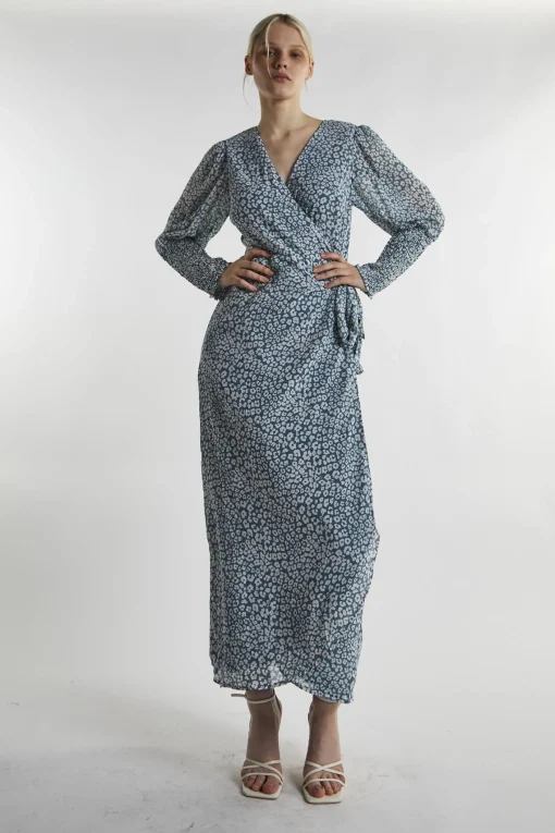 Glamorous Day Dresses|Midi & Midaxi Dresses|Green-Leopard Wrap Midi-Dress -