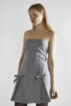 Glamorous Day Dresses|Mini Dresses|Grey A-Line Bardot Mini-Dress -