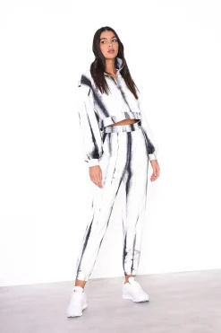 Glamorous Loungewear|Jumpers|Grey Tie Dye Cropped Zip Loungewear Jumper -
