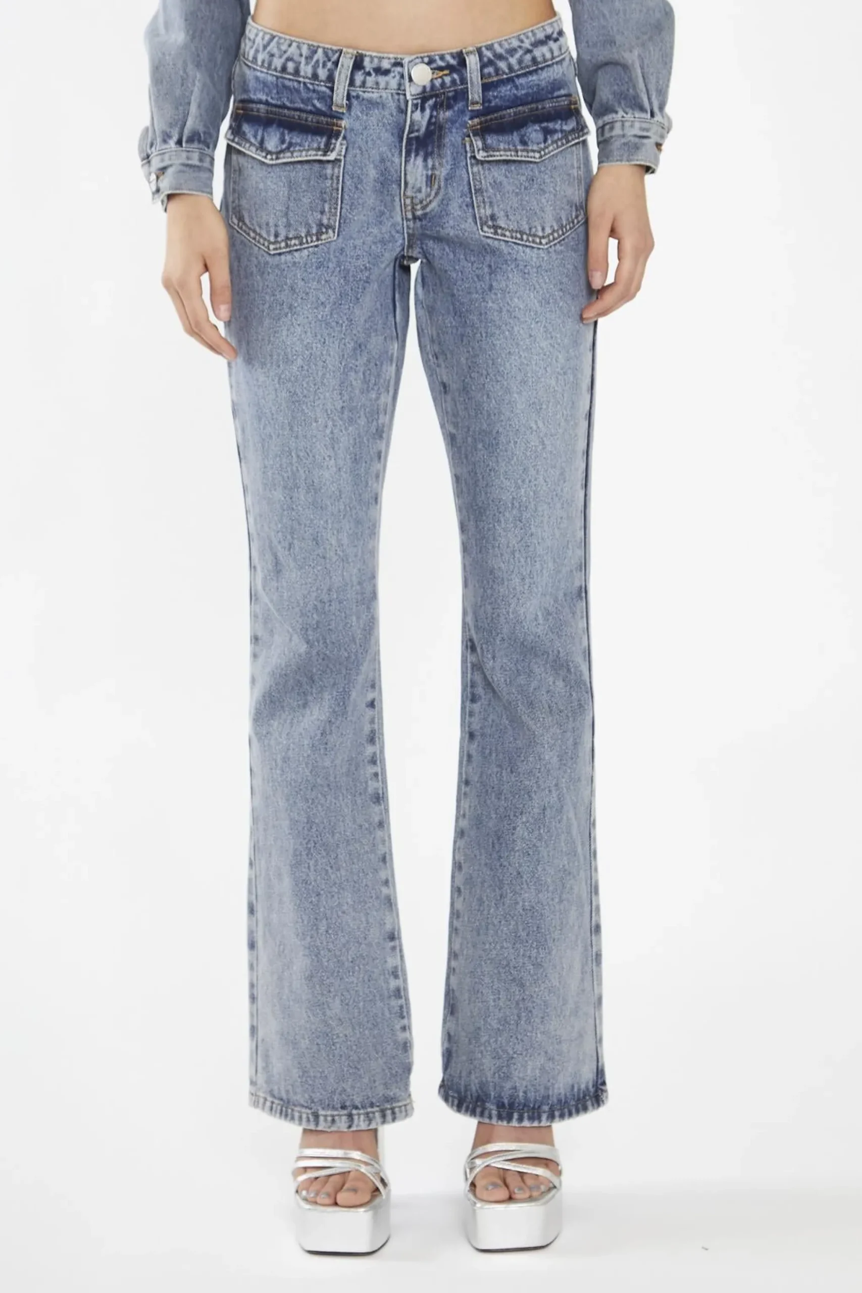 Glamorous Co-ords|Heavy-Vintage Wash Flared -Jeans -