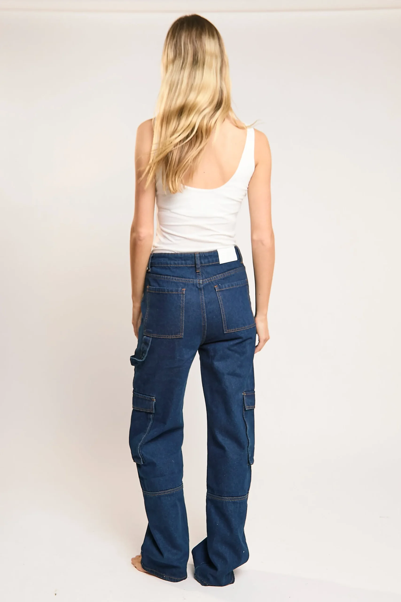Glamorous Glamorous Care: Our Sustainable Collection|Wide Leg Jeans|Indigo Wash Cargo Wide-leg Jeans -