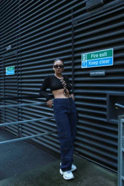 Glamorous Glamorous Care: Our Sustainable Collection|Wide Leg Jeans|Indigo Wash Cargo Wide-leg Jeans -