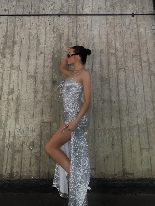 Glamorous Dresses|Prom|Kylie Lace-Up Midaxi Dress - Silver -