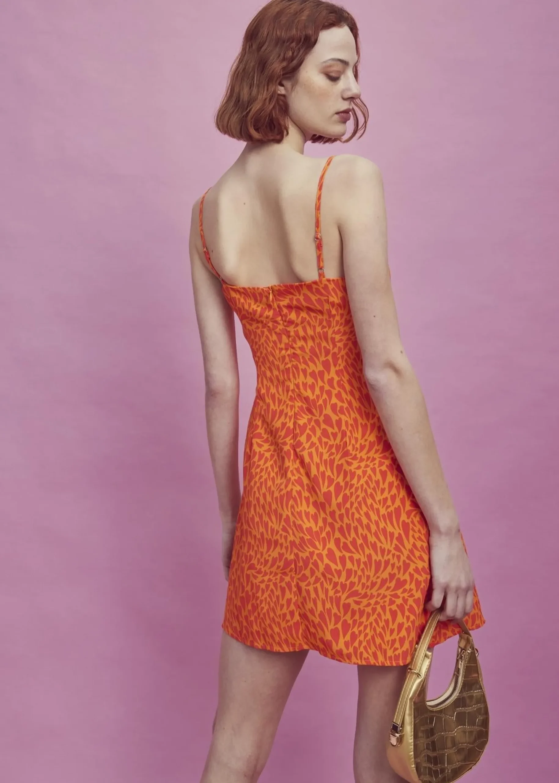 Glamorous Dresses|Mini Dresses|Lexie Ruched Bust Mini-Dress -Orange/Red Heart -
