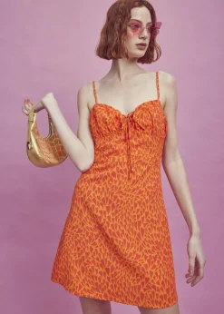 Glamorous Dresses|Mini Dresses|Lexie Ruched Bust Mini-Dress -Orange/Red Heart -