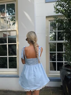 Glamorous Mini Dresses|Mini Dresses|Light Blue Skater Mini-Dress -