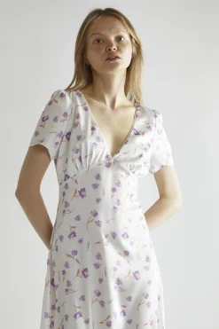 Glamorous Day Dresses|Maxi Dresses|Lilac Watercolour-floral V-Neck Maxi-Dress -