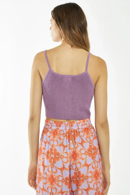 Glamorous Glamorous Care: Our Sustainable Collection|Crops, Corsets & Bodysuits|Lilac-Brown Rib Knit Crop Top -