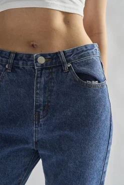 Glamorous Straight Leg Jeans|Mid Stonewash Straight Leg Slim Fit Jeans -