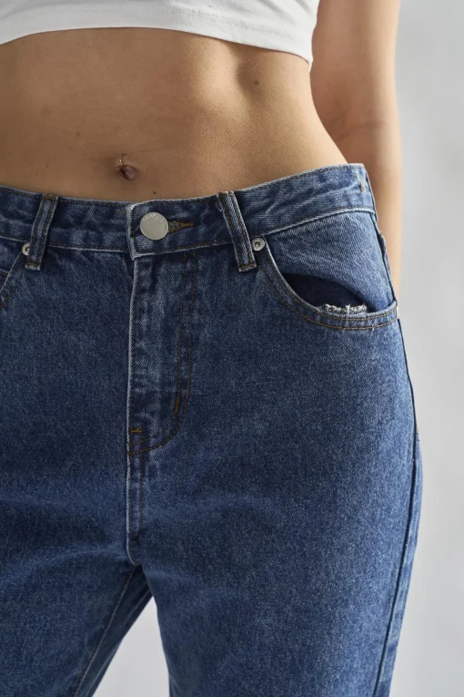 Glamorous Straight Leg Jeans|Mid Stonewash Straight Leg Slim Fit Jeans -