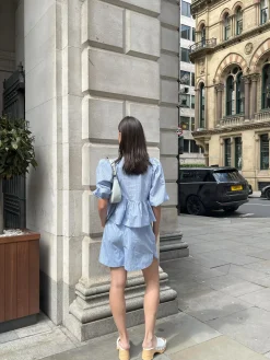 Glamorous Co-ords|Woven Shorts|Mixed Blue Stripe Tie-Front Shorts -