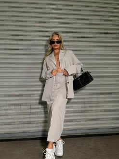 Glamorous Prom|Workwear|Mole-Grey Classic Oversized-Blazer -