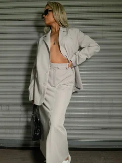 Glamorous Prom|Workwear|Mole-Grey Classic Oversized-Blazer -