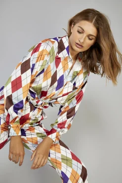 Glamorous Blouses & Shirts|Multi Diamond Button-Up Shirt -