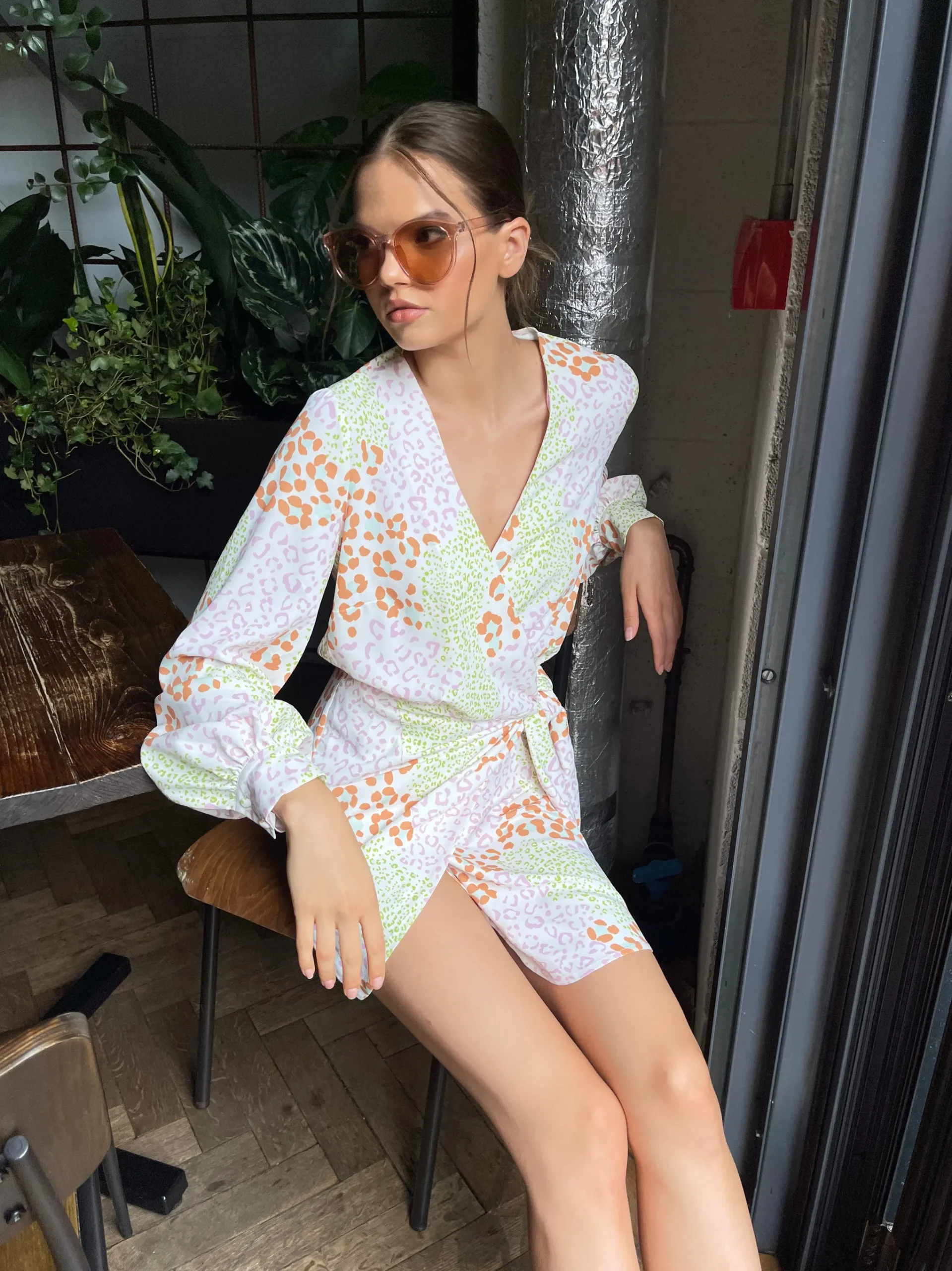 Glamorous Best Dressed Guest|Day Dresses|Multi Leopard Wrap Mini Dress -