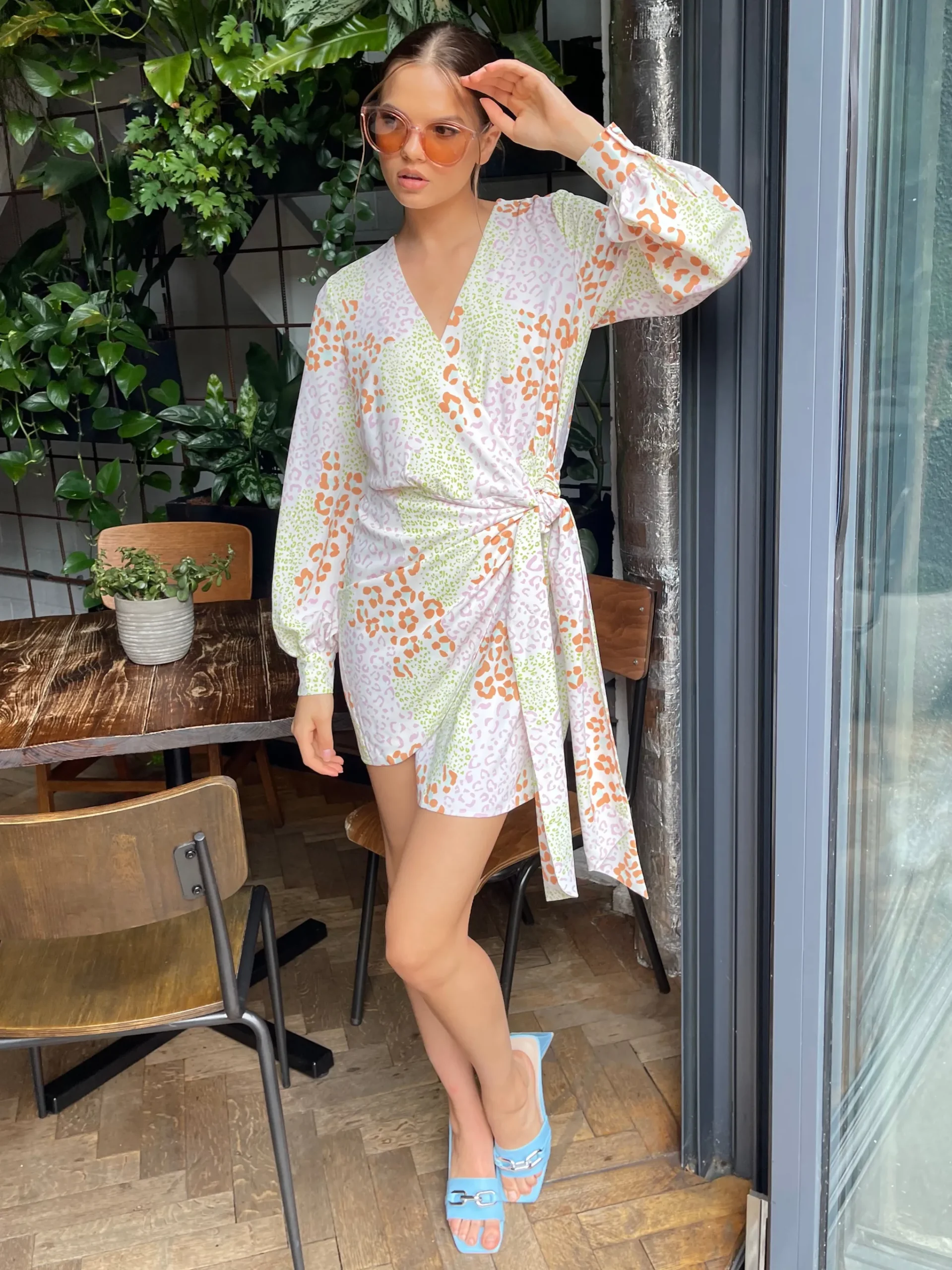 Glamorous Best Dressed Guest|Day Dresses|Multi Leopard Wrap Mini Dress -