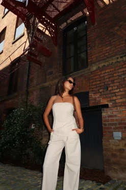 Glamorous Co-ords|Tops|Natural-Ecru Bandeau Sleeveless-Top -