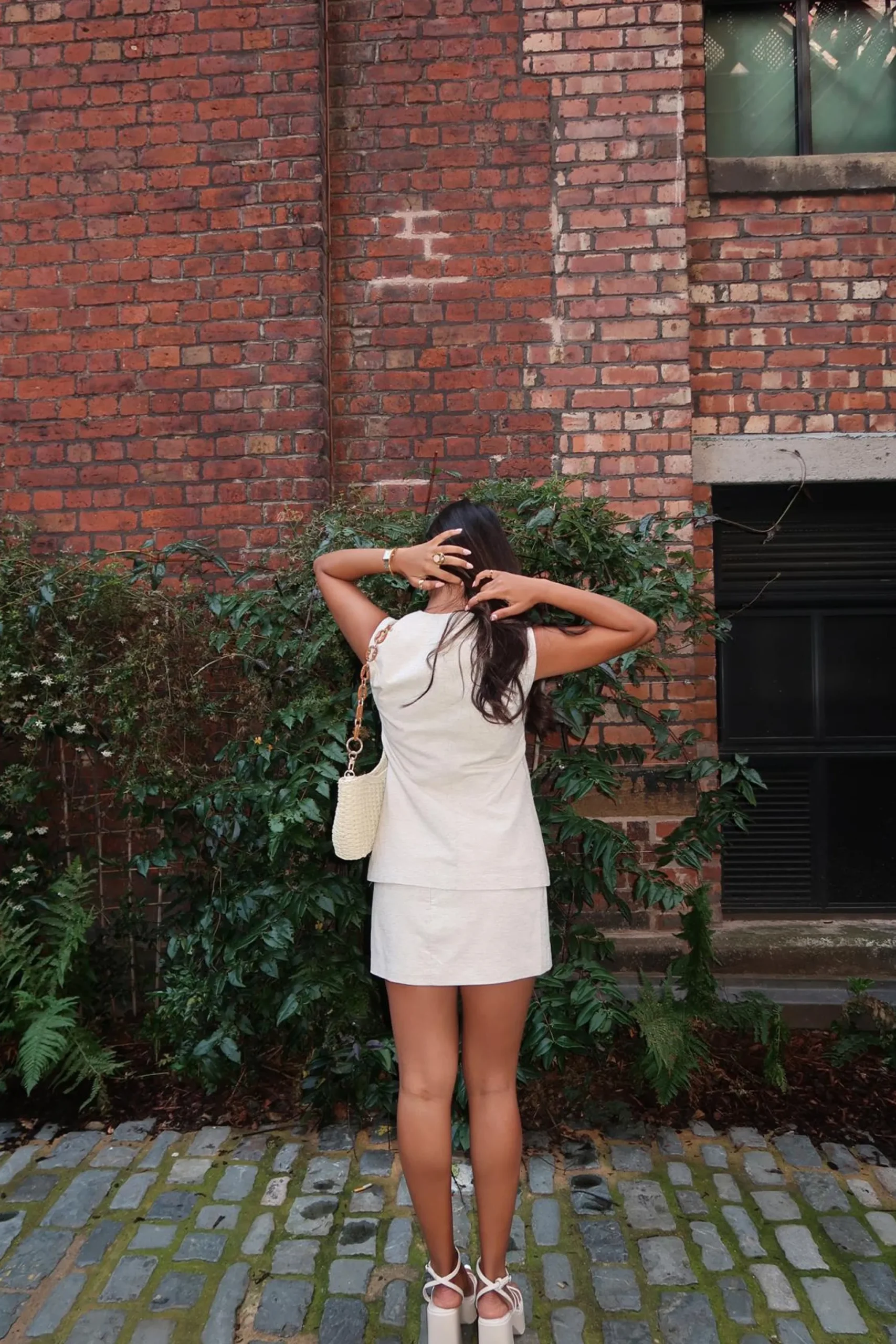 Glamorous Tops|Co-ords|Natural-Ecru Button-Up Sleeveless-Top -