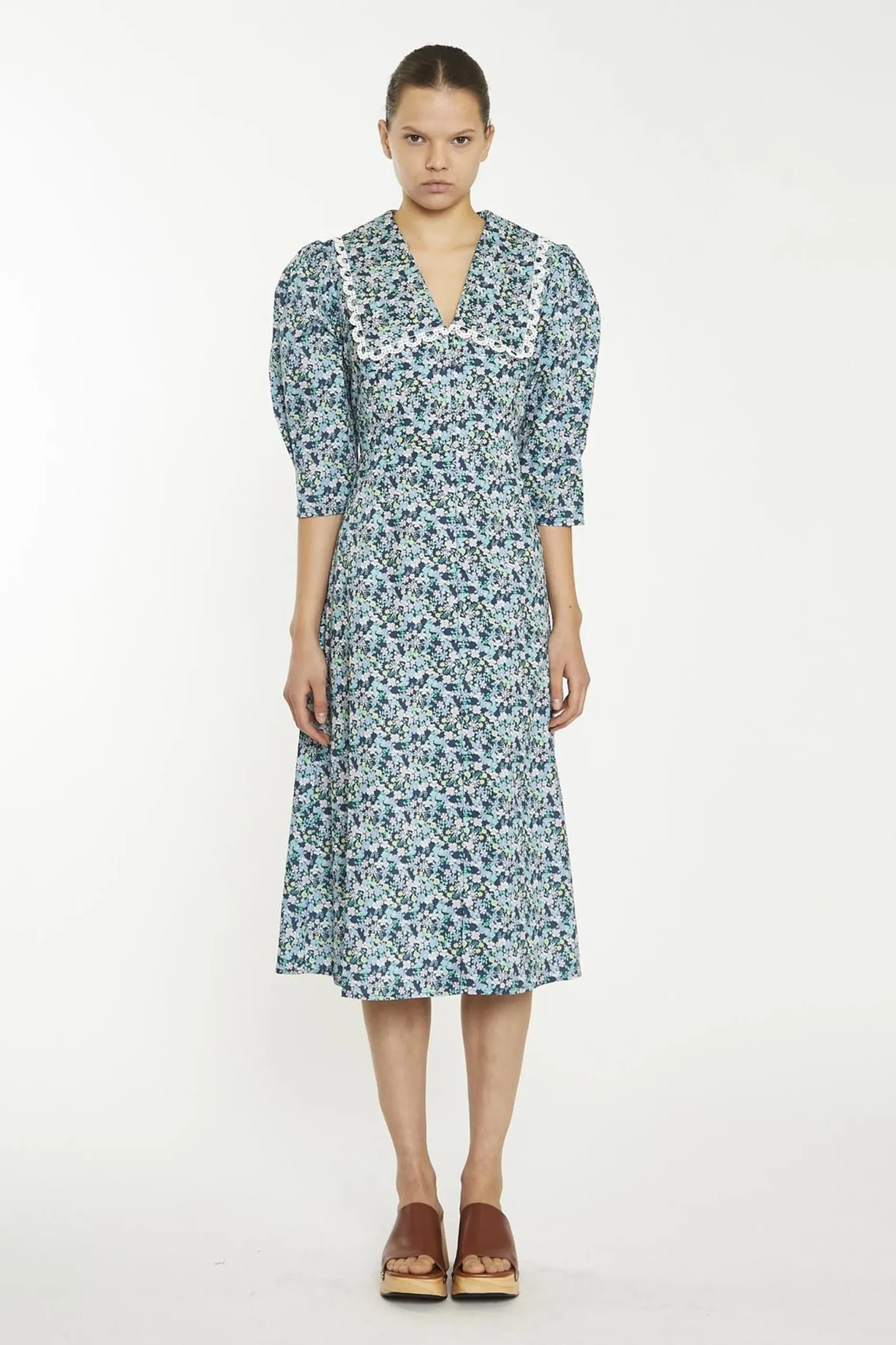 Glamorous Midi & Midaxi Dresses|Midi & Midaxi Dresses|Navy Vintage Floral Collared Midaxi-Dress -