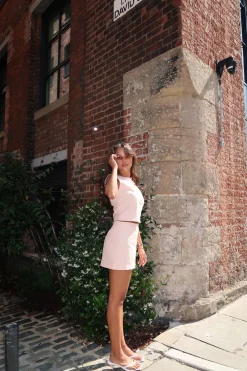 Glamorous Co-ords|Bottoms|Nude-Peach Straight Pencil Mini-Skirt -