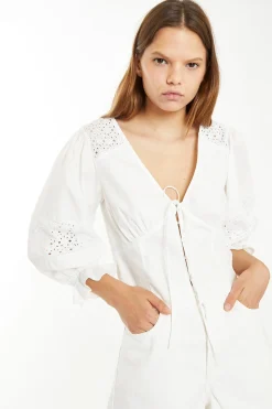 Glamorous Chic Escapes|Blouses & Shirts|Off White Broderie Panelled Blouse -