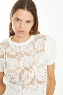 Glamorous Chic Escapes|Tops & T-shirts|Off White Crochet Knit Top -